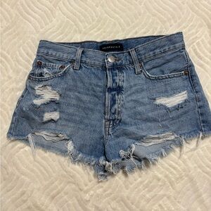 Aeropostale Women's Distressed Light Blue Jean Shorts